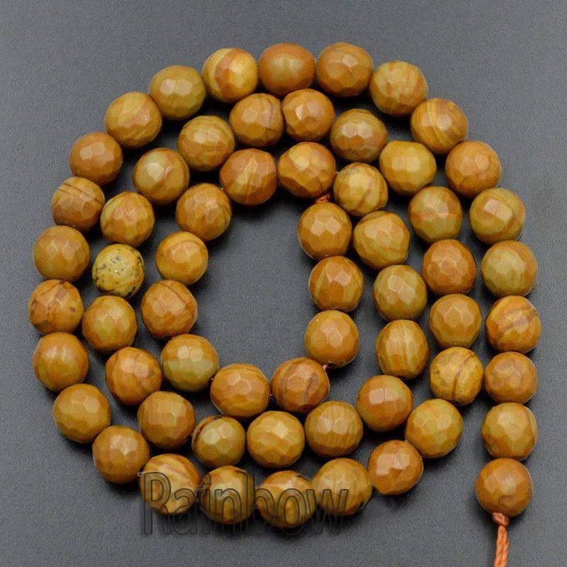 Natural Faceted Wood Vein Jasper Brown Beads, 4-10mm, 15.5'' strand 