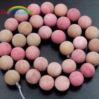 Natural Frosted Pink Rhodonite beads, Matte Gemstone Beads, Round Natural Beads, Stone Spacer Beads, 4mm 6mm 8mm 10mm 12mm15''5 strend 