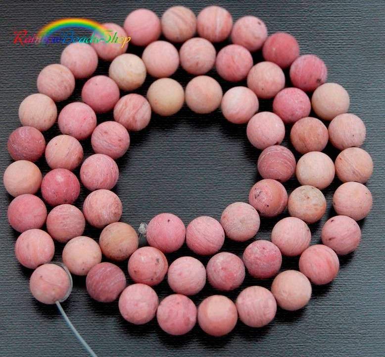 Natural Frosted Pink Rhodonite beads, Matte Gemstone Beads, Round Natural Beads, Stone Spacer Beads, 4mm 6mm 8mm 10mm 12mm15''5 strend 