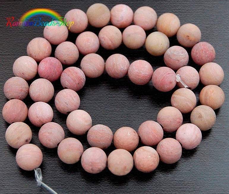 Frosted Pink Rhodonite 4-12mm 📿 – RainbowShop for Craft