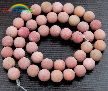 Natural Frosted Pink Rhodonite beads, Matte Gemstone Beads, Round Natural Beads, Stone Spacer Beads, 4mm 6mm 8mm 10mm 12mm15''5 strend 