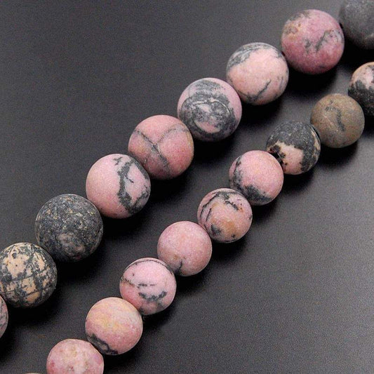 Natural Frosted Red Black Rhodonite beads, Matte Gemstone Beads, Round Natural Beads, Stone Spacer Beads, 4mm 6mm 8mm 10mm 15''5 strend 