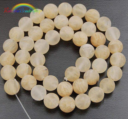 Natural Frosted Yellow Quartz Beads, Matte Gemstone Beads, Stone Round Natural Beads, 15''5 4mm 6mm 8mm 10mm 12mm 