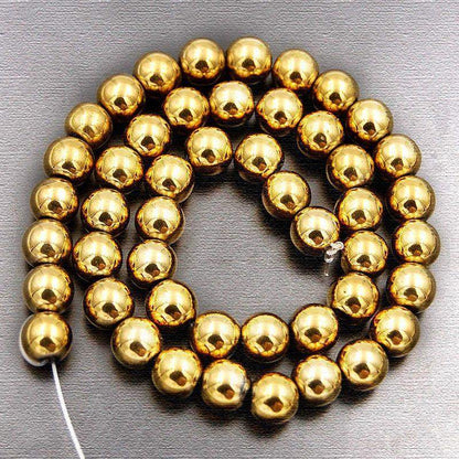 Natural Gold Hematite Beads, Round, 2-10mm 15.5'' strand 