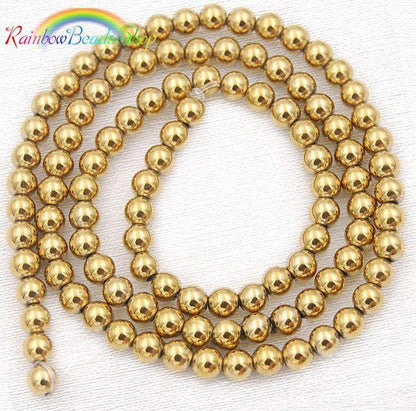 Natural Gold Hematite Beads, Round, 2-10mm 15.5'' strand 