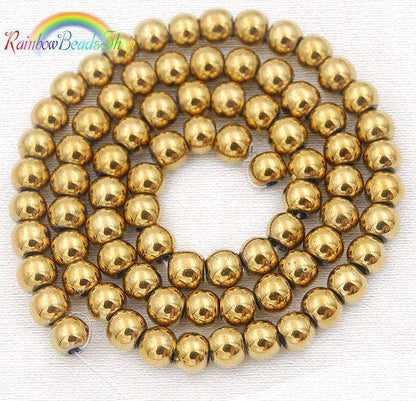 Natural Gold Hematite Beads, Round, 2-10mm 15.5'' strand 