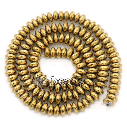 Natural Gold Hematite Smooth Rondelle Beads,  2-10mm  16'' strand 