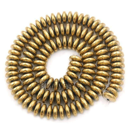 Natural Gold Hematite Smooth Rondelle Beads,  2-10mm  16'' strand 