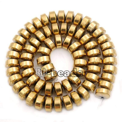 Natural Gold Hematite Smooth Rondelle Beads,  2-10mm  16'' strand 