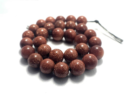 Natural Gold Sandstone Goldstone Beads,  Round, 15.5'' inch strand 