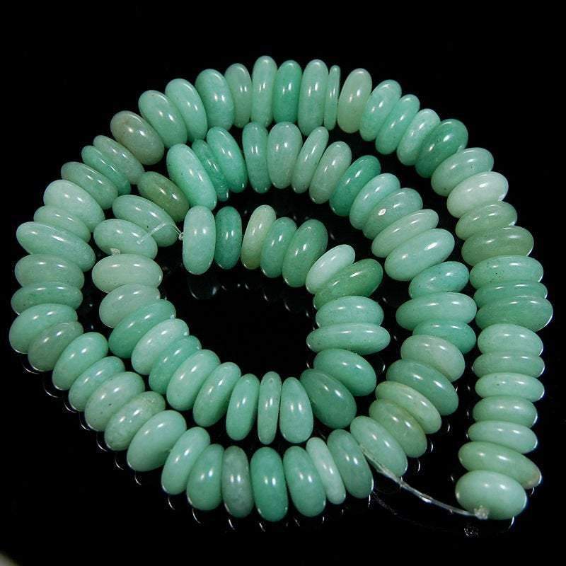 Natural Green Aventurine Beads, Freeform Rondelle Disk Nuggets 