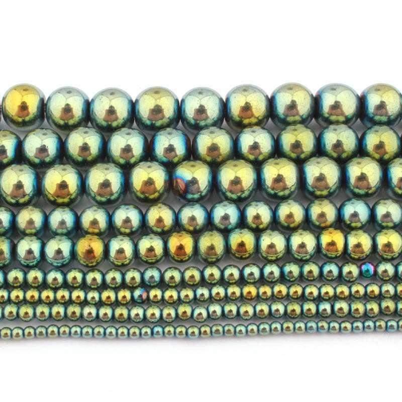 Natural Green Hematite Beads, 2-10mm Round  15.5''' full strand 