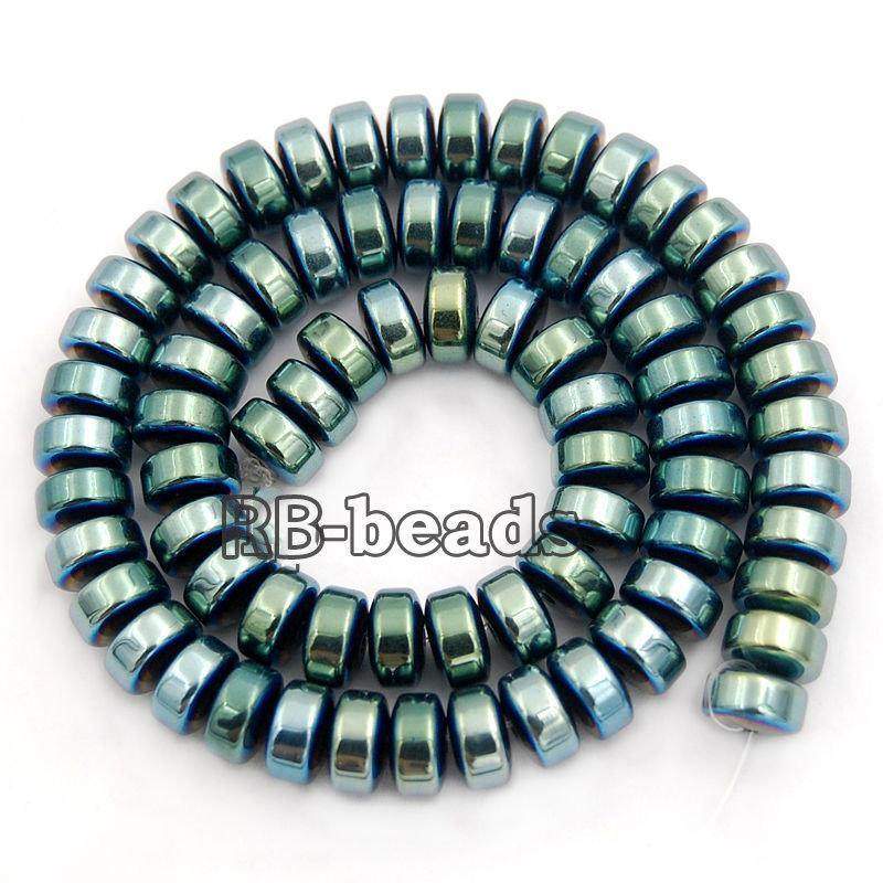 Natural Green Hematite Smooth Rondelle Beads,  2-10mm  16'' strand 