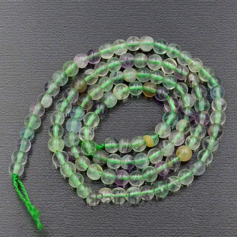 Natural Green Purple Fluorite Beads, Round, 15.5'' full strand 