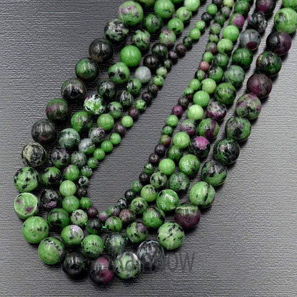 Natural Green Purple Ruby Zoisite beads, 4mm 6mm 8mm 10mm semi-precious Gemstone Beads, Stone Round Natural Beads, 