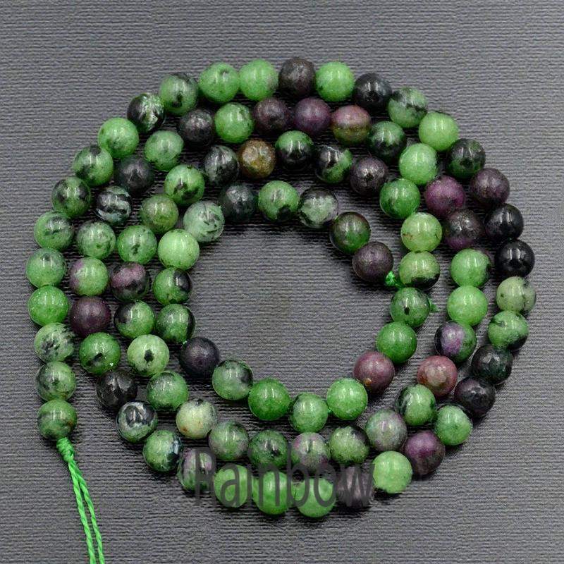 Natural Green Purple Ruby Zoisite beads, 4mm 6mm 8mm 10mm semi-precious Gemstone Beads, Stone Round Natural Beads, 