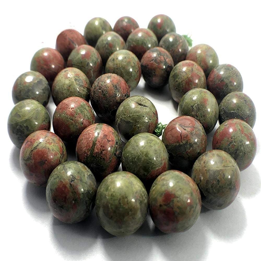 Natural Green Red Unakite beads, Round Gemstone 2-12mm 15''5 strand 