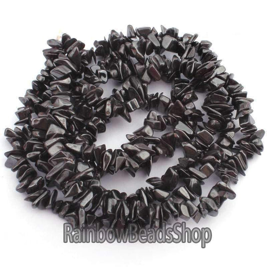 Natural Hematite Chip Black Beads,  5~8mm 34 Inc per strand 