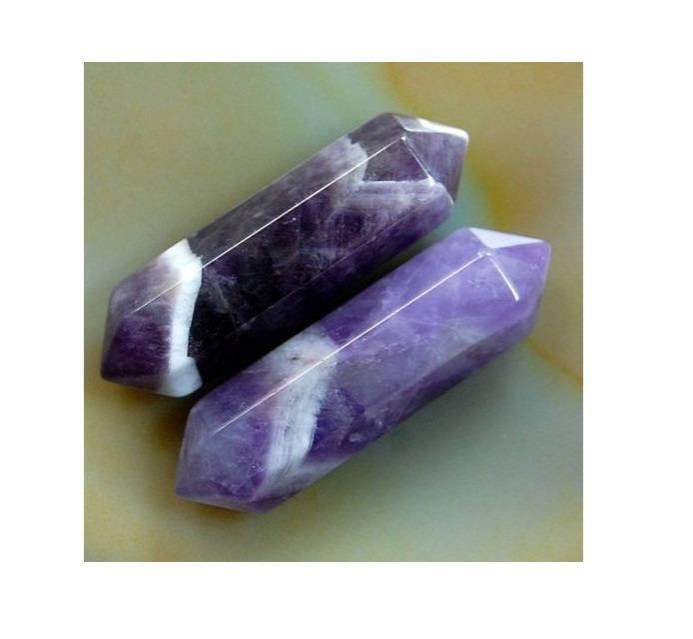 Natural Hexagonal Crystal Amethyst, double chakra Healing Wand Stone 