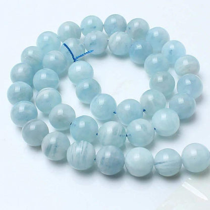 Natural Round Aquamarine Beads, size 4-14mm, 15.5 inch strand 