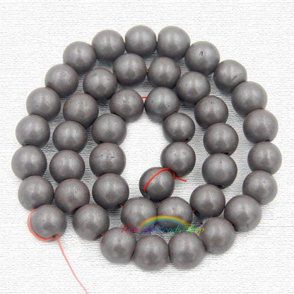 Natural Matte Black Hematite Beads, Round, 15.5'' inch strand 