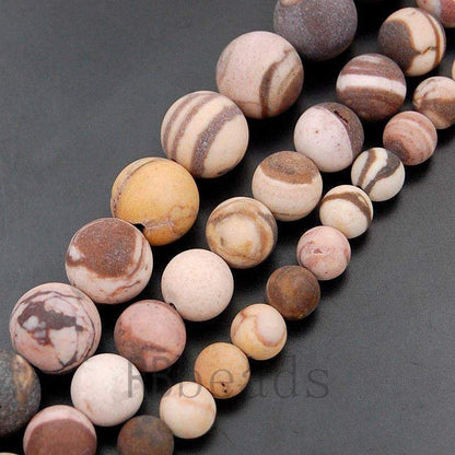 Natural Matte Frosted Brown Mexican Zebra Jasper beads, 4-12mm 