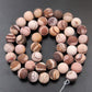 Natural Matte Frosted Brown Mexican Zebra Jasper beads, 4-12mm 