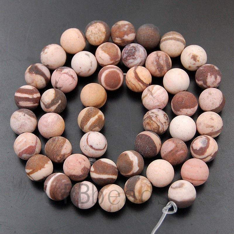 Natural Matte Frosted Brown Mexican Zebra Jasper beads, 4-12mm 