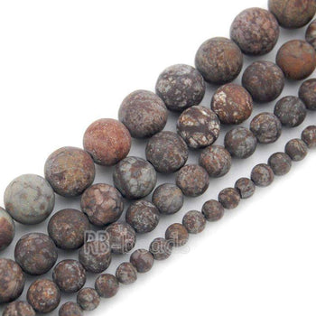 Natural Matte Frosted Coffee Jasper Brown Beads,  4-10mm Round stone 