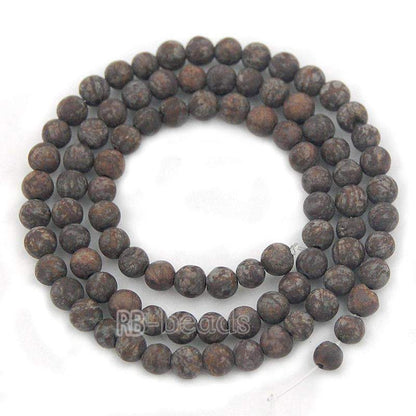 Natural Matte Frosted Coffee Jasper Brown Beads,  4-10mm Round stone 