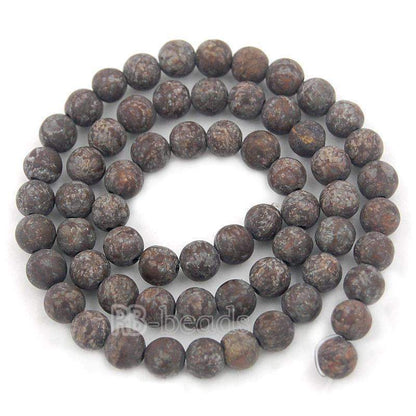 Natural Matte Frosted Coffee Jasper Brown Beads,  4-10mm Round stone 