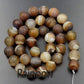 Natural Matte Frosted Coffee stripe Agate Beads, 6-12mm Round Gemstone 