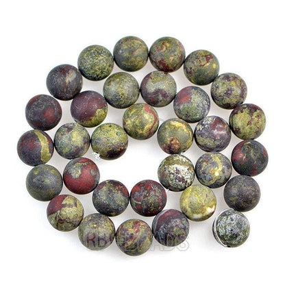 Natural Matte Frosted Dragon Bloodstone Beads, 4-12mm, 15.5'' Strand 