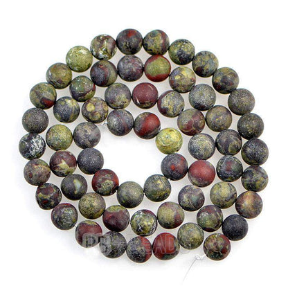 Natural Matte Frosted Dragon Bloodstone Beads, 4-12mm, 15.5'' Strand 