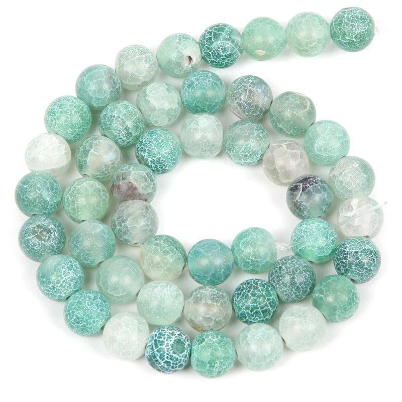 Natural Matte Frosted Green Fire Crackle Agate beads, 4-16mm Round 