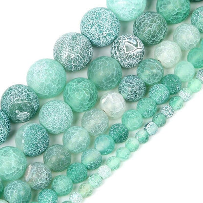 Natural Matte Frosted Green Fire Crackle Agate beads, 4-16mm Round 