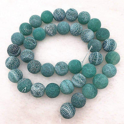 Natural Matte Frosted Green Fire Crackle Agate beads, 4-16mm Round 