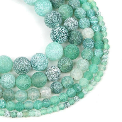 Natural Matte Frosted Green Fire Crackle Agate beads, 4-16mm Round 