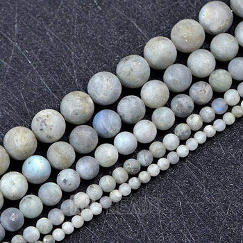 Natural Matte Frosted Labradorite Blue Rainbow Flesh Beads, Dark Moonstone Gemstone 4-12mm, 15.5'' strand 