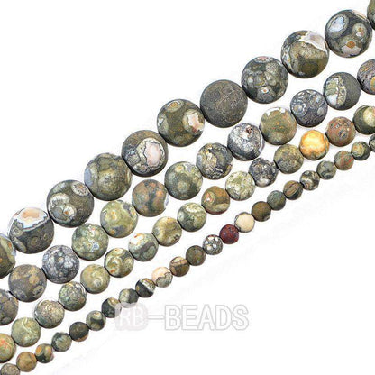 Natural Matte Frosted Rhyolite beads, 4-10mm Round Jewelry Gemstone 15.5'' strand 