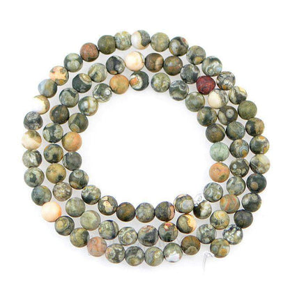 Natural Matte Frosted Rhyolite beads, 4-10mm Round Jewelry Gemstone 15.5'' strand 