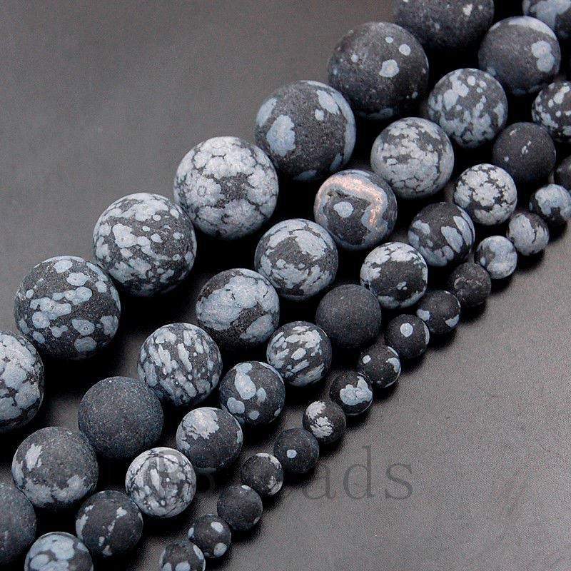 Natural Matte Frosted SnowFlake obsidian Jasper Beads,  4-12mm 