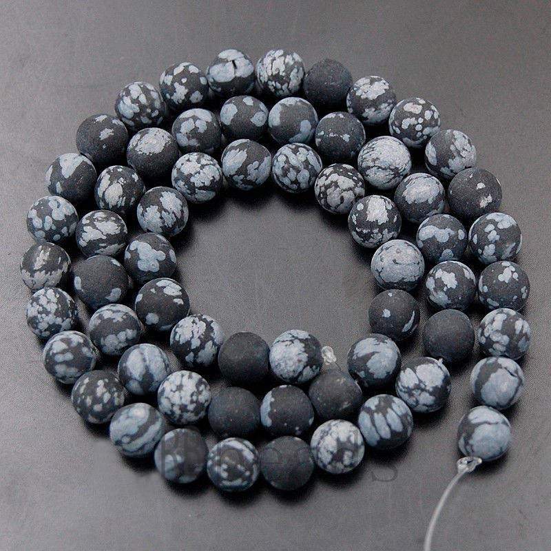 Matte SnowFlake Obsidian Jasper Beads ❄️📿 – RainbowShop for Craft