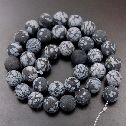 Natural Matte Frosted SnowFlake obsidian Jasper Beads,  4-12mm 