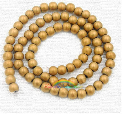 Natural Matte Gold Hematite Beads, Round, 15.5'' inch strand 