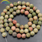 Natural Matte Green Red Unakite beads, Round Gemstone 4-12mm, 15.5'' strand 
