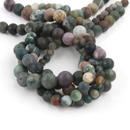 Natural Matte Indian Agate beads,  4-12mm round, 15.5'' inch strand 