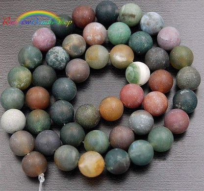 Natural Matte Indian Agate beads,  4-12mm round, 15.5'' inch strand 