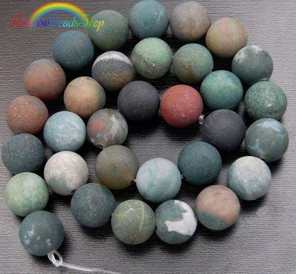 Natural Matte Indian Agate beads,  4-12mm round, 15.5'' inch strand 