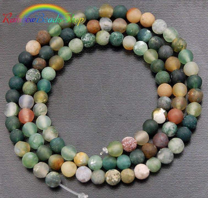 Natural Matte Indian Agate beads,  4-12mm round, 15.5'' inch strand 